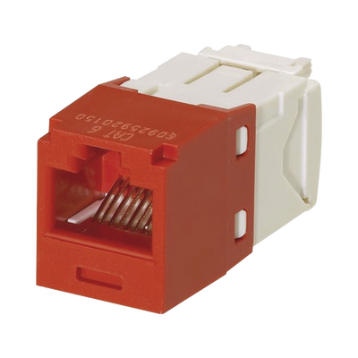Conector Jack RJ45 Estilo TG, Mini-Com, Categoría 6, de 8 Posiciones y 8 Cables, Color Rojo