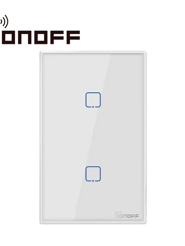 Apagador De Pared Touch On/off Sonoff T2us2c-tx / Inalambrico Wifi Smart Home / Temporizador Para Ios Y Android Compatible Con Alexa/google Home/ifttt / 2ch Wifi 2.4ghz / Rf 433 Hasta 2amp Por