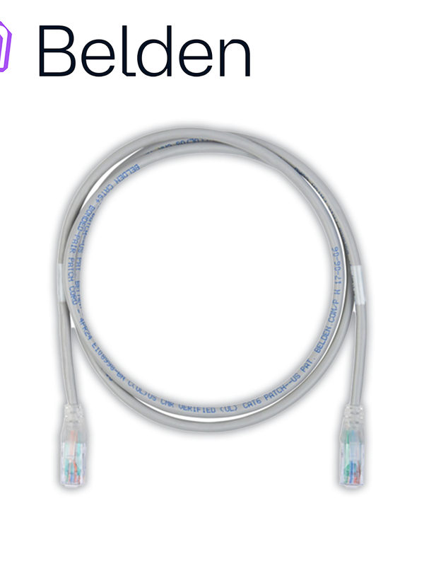 Patch Cord Diametro Reducido Utp Cat6+ Belden C601108007 / Interior / Gris / 4 Pares / 24 Awg / Forro Pvc / Cmr / 7 Pies 2.1 Metros