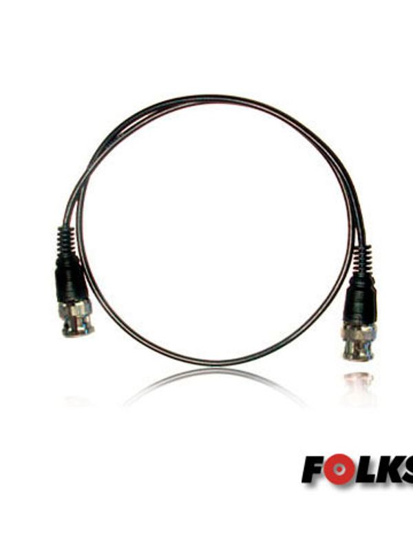 Cable De Video Bnc60 Folksafe, Coaxial Delgado Color Negro, Compatible Con Tecnologias Analogas Y Hd, 60cm De Largo Con Conectores Bnc De Macho A Macho, Ideal Para Conectar Dvr A Camara