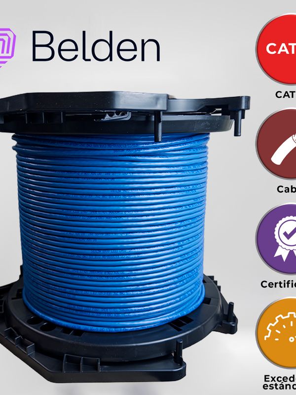 Cable Utp Cat6+ Belden 2412 006a1000 / Interior / Azul / 350mhz / 4 Pares / 23 Awg / Forro Pvc / Cmr / Certificable / Bobina En Caja / 1,000 Pies 305 Metros