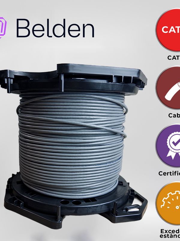 Cable Utp Cat6+ Belden 2412 008a1000 / Interior / Gris / 350mhz / 4 Pares / 23 Awg / Forro Pvc / Cmr / Certificable / Bobina En Caja / 1,000 Pies 305 Metros