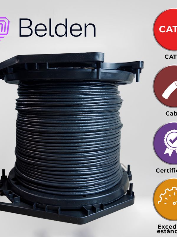 Cable Utp Cat6+ Belden 2412 010a1000 / Interior / Negro / 350mhz / 4 Pares / 23 Awg / Forro Pvc / Cmr / Certificable / Bobina En Caja / 1,000 Pies 305 Metros