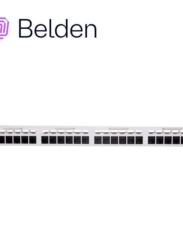 Patch Panel, Revconnect Cat6 Belden Rv6ppf1u24wh 24 Puertos Rj45 (precargado) Color Blanco 1 Unidad De Rack Herramienta Compatible Rvutt01 Uso Interior Calibre Del Conductor 23-24 Awg  Incluye Tornillos Correa Velcro Barra Administracion Trasera Guia De Instalacion