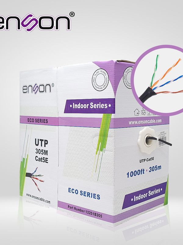Cable Utp Cat5e Enson 12251b305 Serie Eco Calibe 24 Awg Cca Bobina De 305 Metros Forro Pvc Color Negro Uso Interior Recomendado Para Transmision De Datos Base 10,100