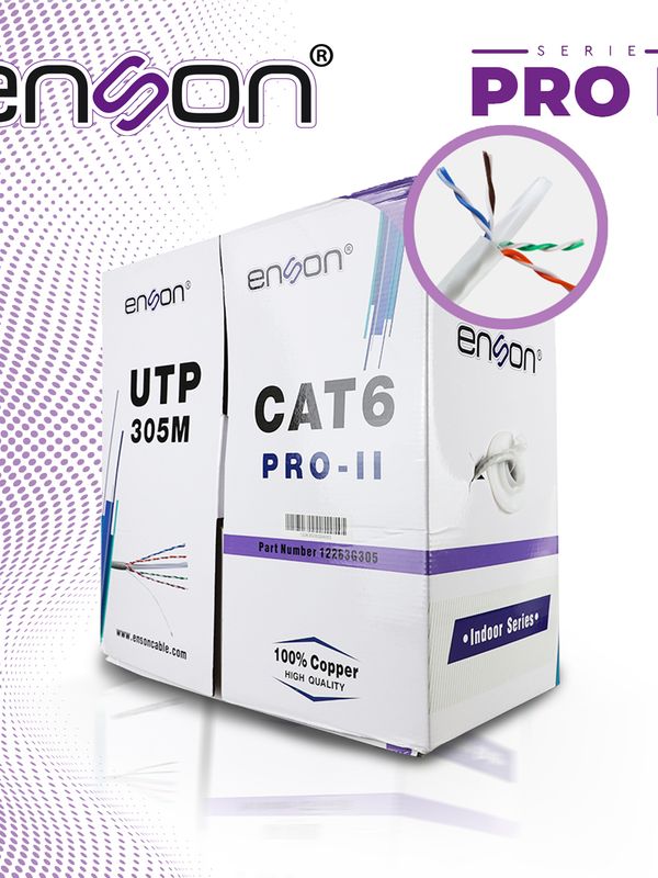 Cable Utp Cat6 Enson 12263g305 Serie Pro-ii Calibe 23 Awg 100% Cobre De Alto Rendimiento Bobina De 305 Metros Forro Pvc Color Gris Uso Interior Recomendado Para Cctv, Video Ip Y Redes Base 10,100,1000