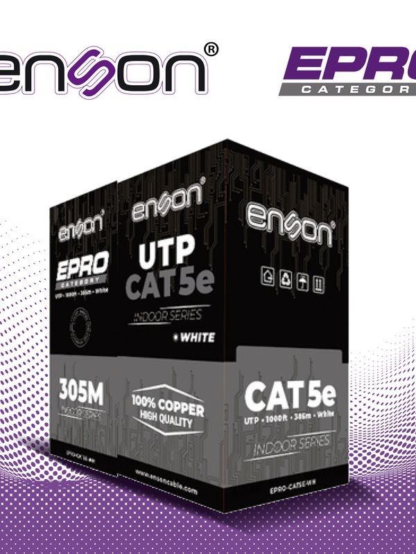 Cable Utp Cat5e Blanco Enson Epro-cat5e-wh / Forro Pvc Cm / 4 Pares / Calibre 24 Awg / 100% Cobre / Uso Interior / Bobina 1000 Pies / 305 Metros / Certificacion Ul