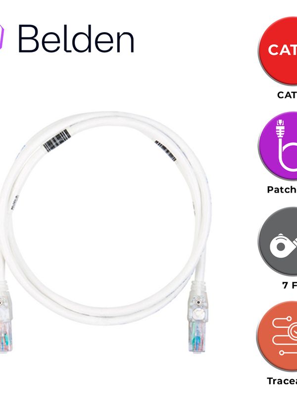 Patch Cord Traceable Utp Cat6+ Belden C6t1108007 / Interior / Gris / 4 Pares / 24 Awg / Forro Pvc / Cmr / 7 Pies 2.1 Metros