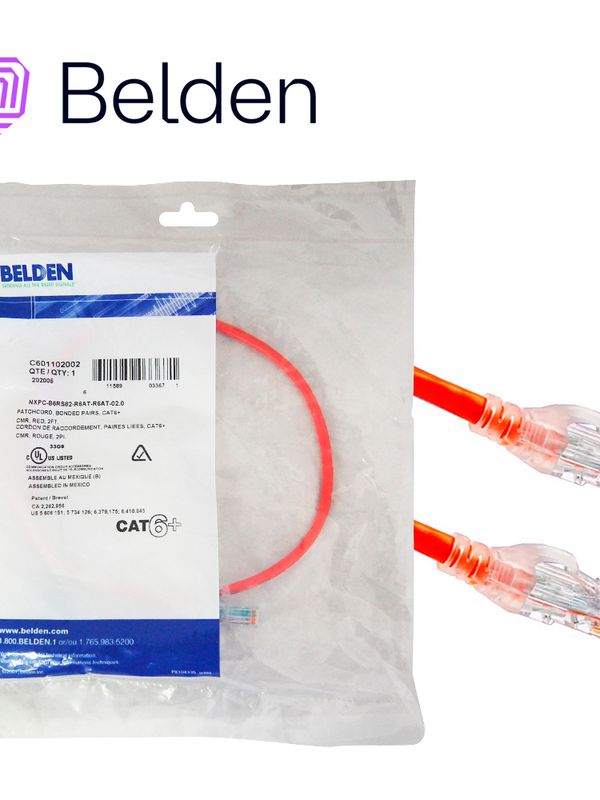Patchcord Utp Cat6 Belden C601102002 0.6mts Rojo