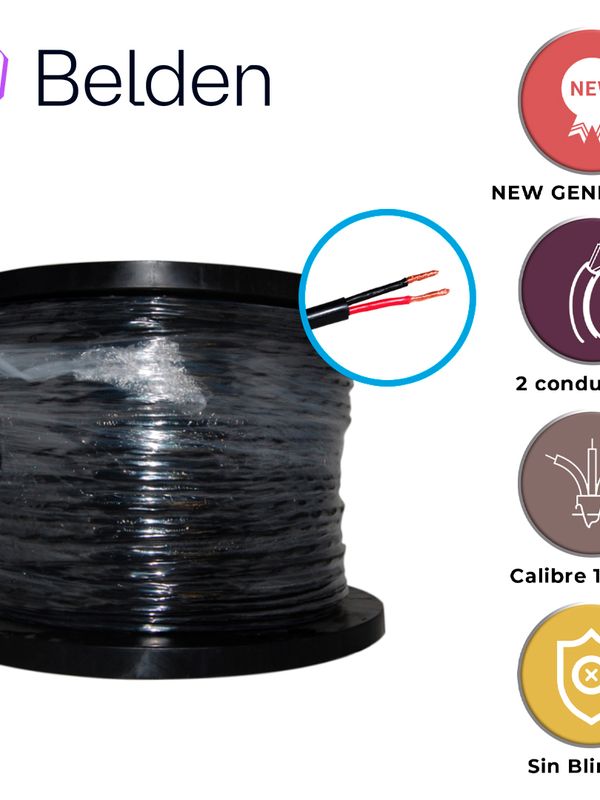 Cable Para Altavoz Belden 1309a 0101000 / Interior/exterior / Negro / 2 Conductores / 14 Awg / Multifilar / Forro Pvc / Cm / Flexible / Bobina / 1,000 Pies 305 Metros