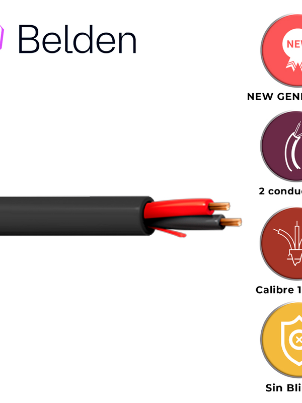 Cable De Seguridad Y Sonido Belden 5300ue 0101000 / Interior / Negro / 2 Conductores / 18 Awg / Multifilar / Forro Pvc / Cmr / Bobina / 1,000 Pies 305 Metros