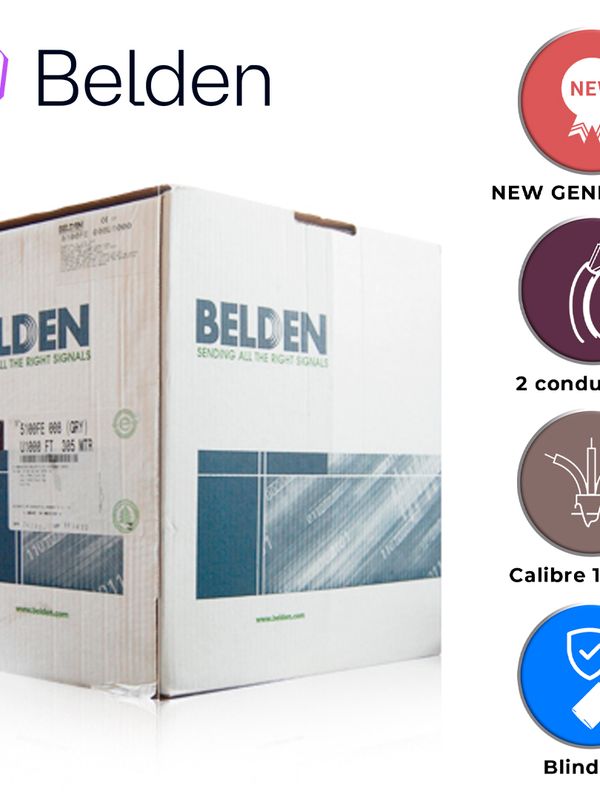 Cable De Audio Comercial Y Seguridad Belden 5100fe 008u1000 / Interior / Gris / 2 Conductores / Multifilar / 14 Awg / Forro Pvc / Cmr - Cl3r - Fplr / Blindado / En Caja / 1,000 Pies 305 Metros