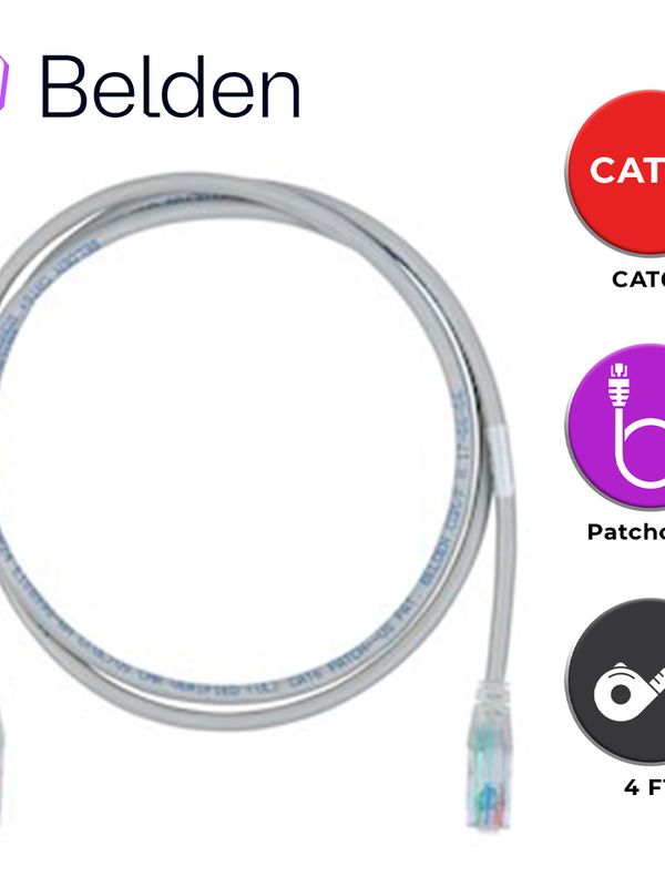 Patch Cord Utp Cat6+ Belden C601109004 / Interior / Blanco / 4 Pares / 24 Awg / Forro Pvc / Cmr / 4 Pies 1.2 Metros