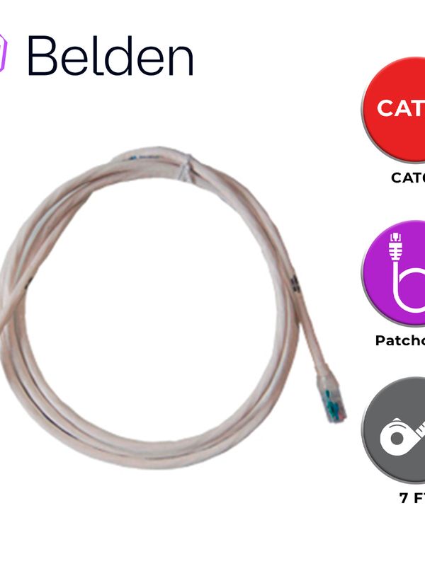 Patch Cord Utp Cat6+ Belden C601109007 / Interior / Blanco / 4 Pares / 24 Awg / Forro Pvc / Cmr / 7 Pies 2.1 Metros