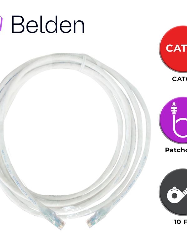 Patch Cord Utp Cat6+ Belden C601109010 / Interior / Blanco / 4 Pares / 24 Awg / Forro Pvc / Cmr / 10 Pies 3 Metros