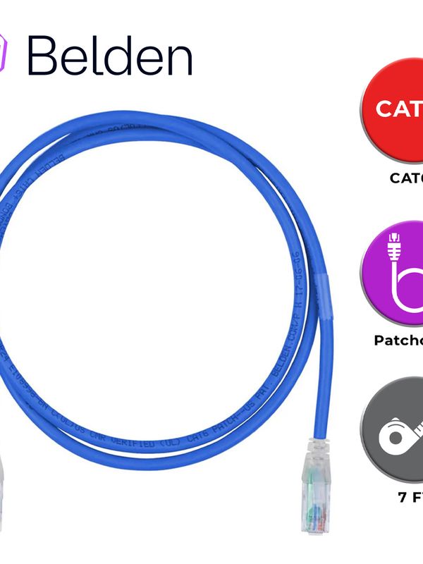 Patch Cord Utp Cat6+ Belden C601106007 /  Interior / Azul / 4 Pares / 24 Awg / Forro Pvc / Cmr / 7 Pies 2.1 Metros