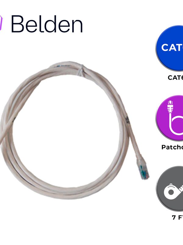 Patch Cord Utp Cat6a Belden Ca21109007 / Interior / Blanco / 4 Pares / 24 Awg / Forro Pvc / Cmr / 7 Pies 2.1 Metros