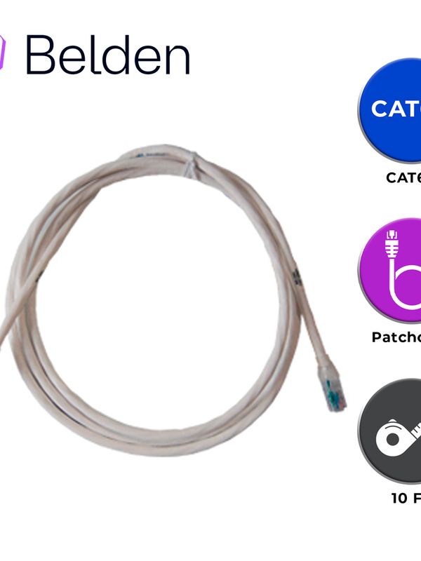 Patch Cord Utp Cat6a Belden Ca21109010 / Interior / Blanco / 4 Pares / 24 Awg / Forro Pvc / Cmr / 10 Pies 3 Metros