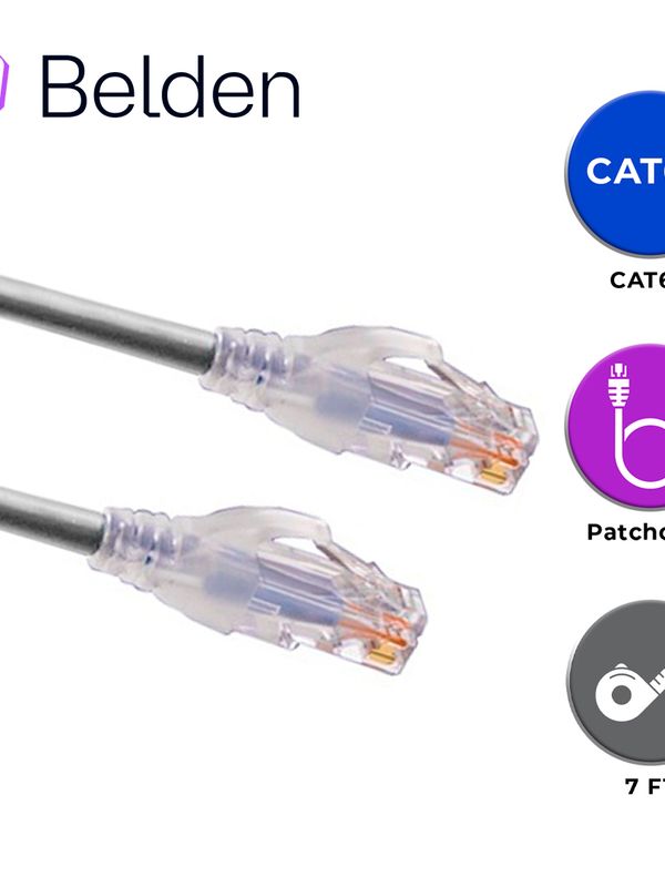 Patch Cord Utp Cat6a Belden Ca21108007 / Interior / Gris / 4 Pares / 24 Awg / Forro Pvc / Cmr / 7 Pies 2.1 Metros