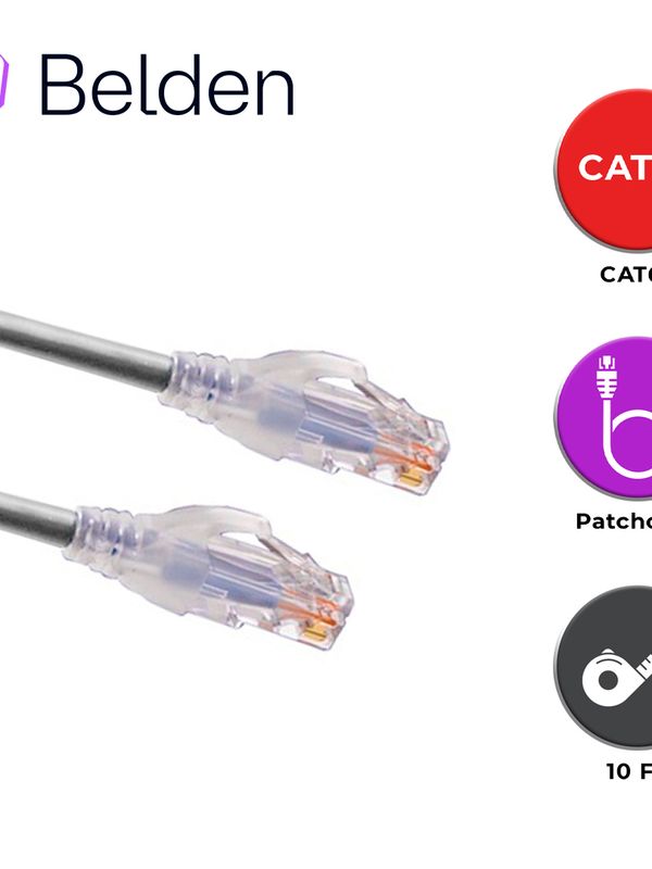 Patch Cord Utp Cat6+ Belden C601108010 / Interior / Gris / 4 Pares / 24 Awg / Forro Pvc / Cmr / 10 Pies 3 Metros