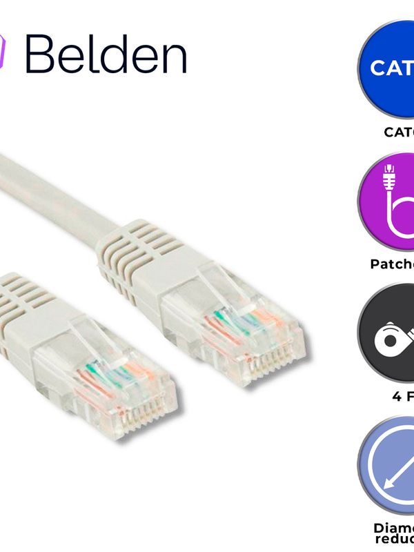 Patch Cord Diametro Reducido Utp Cat6a Belden Cad1109004 / Interior / Blanco / 4 Pares / 28 Awg / Forro Pvc / Cmr / 4 Pies 1.2 Metros