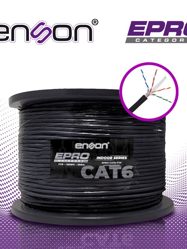 Cable Ftp Cat6 Enson Epro-cat6-ftp Forro Pvc Blindado 4 Pares Calibre 23 Awg 100% Cobre Uso Interior Bobina 1000 Pies 305 Metros **certificacion Ul**