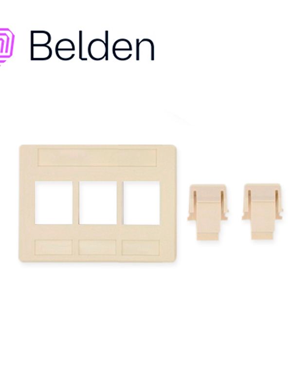 Adaptador Modular Keyconnect Belden Ax102291 3 Puertos Compatible Con Jacks Cat6a Cat6 Cat5e Fibra Y Coaxial Color Blanco Uso Interior Material Plastico Ul94v