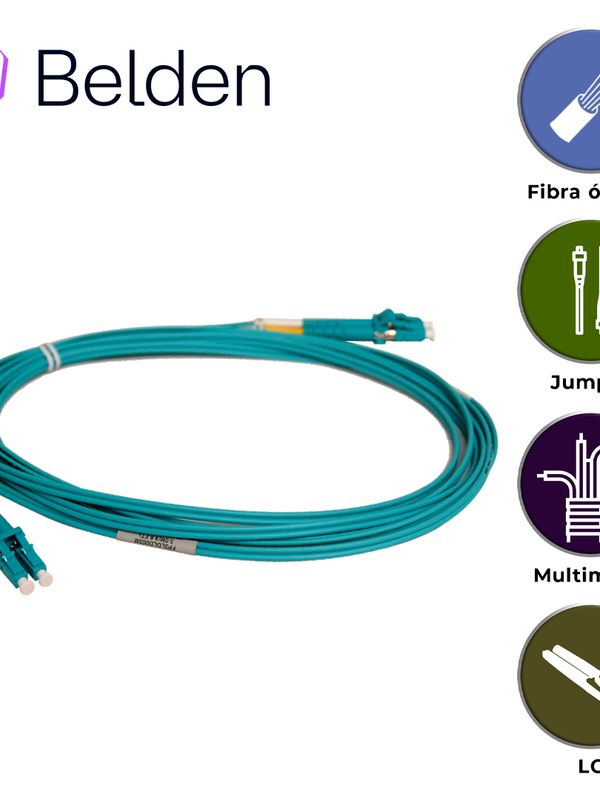 Jumper De Fibra Optica Multimodo Belden Fp3ldld003m / Interior / Aqua / Om3 / Lc Duplex - Lc Duplex / 50/125 Micras / Ofnr / 3 Metros