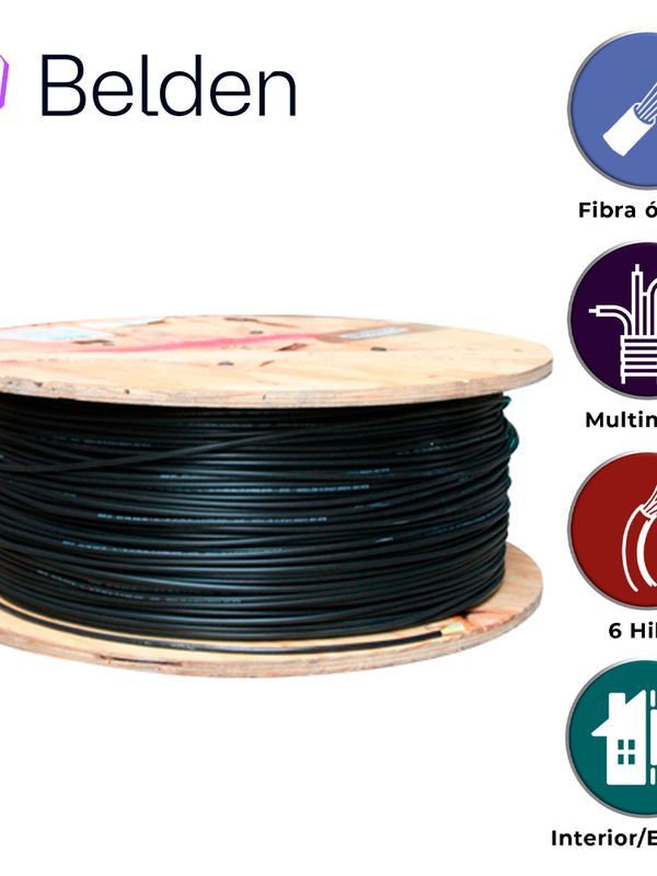 Fibra Optica Belden Fd3d006r9 / Interior/exterior / Negro / Om3 / 6 Hilos / Forro Pvc / Ofnr / Bobina / 1,640 Pies 500 Metros