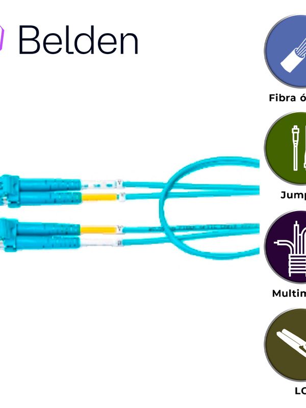 Jumper De Fibra Optica Multimodo Belden Fp3ldld002m / Interior / Aqua / Om3 / Lc Duplex - Lc Duplex / 50/125 Micras / Ofnr / 2 Metros