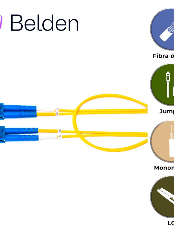 Jumper De Fibra Optica Monomodo Belden Fpsldld003m / Interior  / Amarillo / Os2 / Lc Duplex - Lc Duplex /  9/125 Micras / Ofnr / 3 Metros