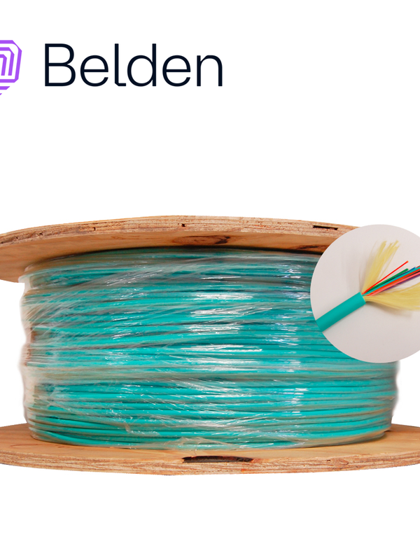 Fibra Optica Interior Multimodo Belden Fi3d012r9 12hilos Om3 1640ft 500 Mts Color Aqua En Carrete - Disponible En Carrete De 1640ft Y Mayores