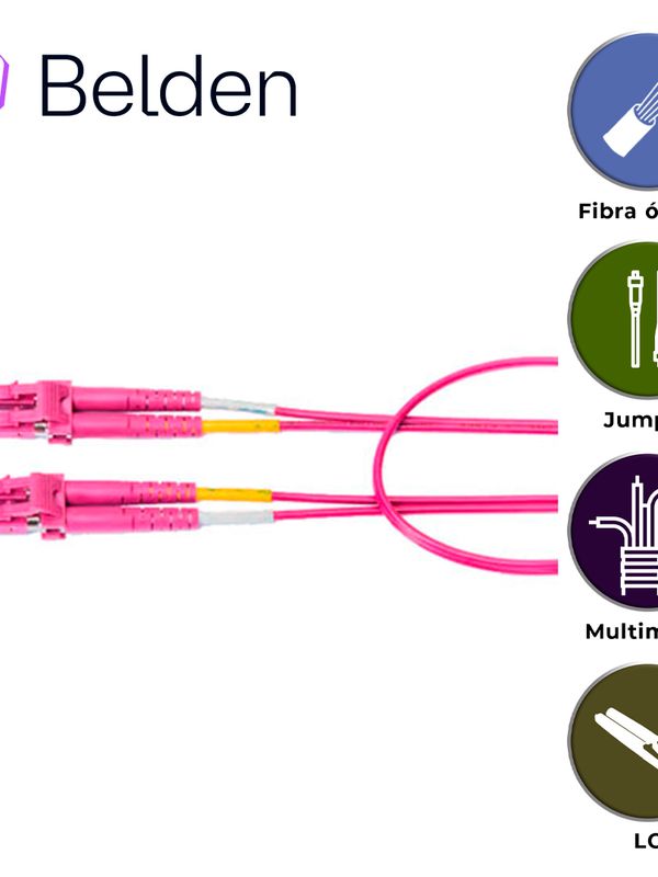 Jumper De Fibra Optica Multimodo Belden Fp4ldld003m / Interior / Erika Violeta / Om4 / Lc Duplex - Lc Duplex / 50/125 Micras / Ofnr / 3 Metros