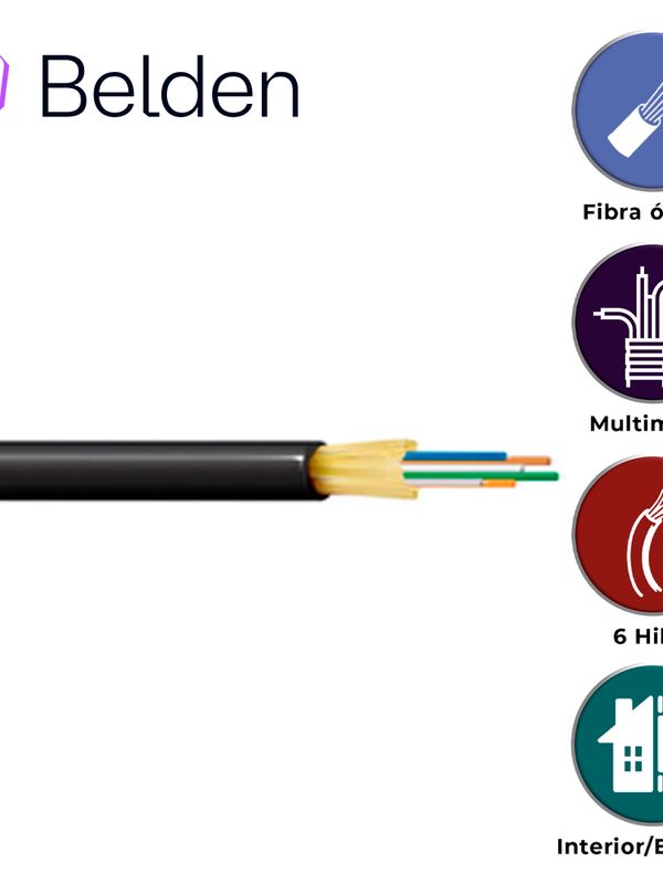 Fibra Optica Belden Fd4d006r9 / Interior/exterior / Negro / Om4 / 6 Hilos / Forro Pvc / Ofnr / Bobina / 1,640 Pies 500 Metros