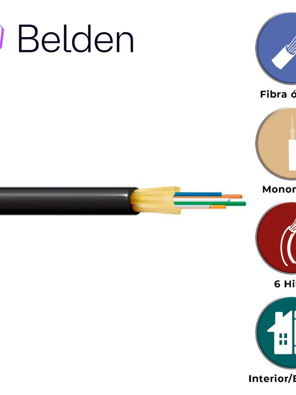 Fibra Optica Belden Fdsd006r9 / Interior/exterior / Negro / Os2 / 6 Hilos / Forro Pvc / Ofnr / Bobina / 3,280 Pies 1,000 Metros