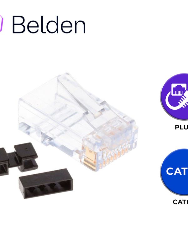 Plug Rj45 Utp Cat6/cat6a Belden Capfcu-b25 / Transparente / Paquete De 25 Piezas
