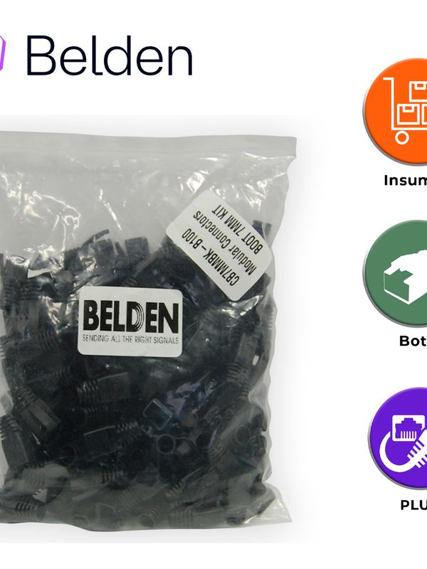 Bota Flexible Belden Cb7mmbk-b100 / 7mm / Negro / Para Plugs Rj45 / Paquete De 100 Piezas