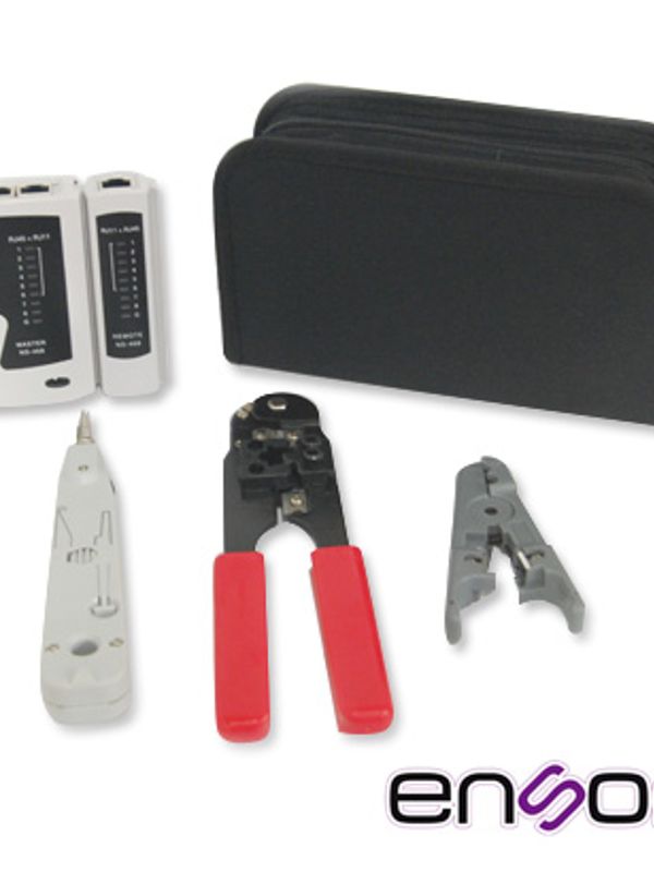 Kit Completo Enson Ens-ktcb Pinzas+tester, Incluye: -probador De Cableado -pinza Crimpeadora Rj45 -pinza Peladora Utp/stp - + Maletin Transportador -herramienta Punch Down