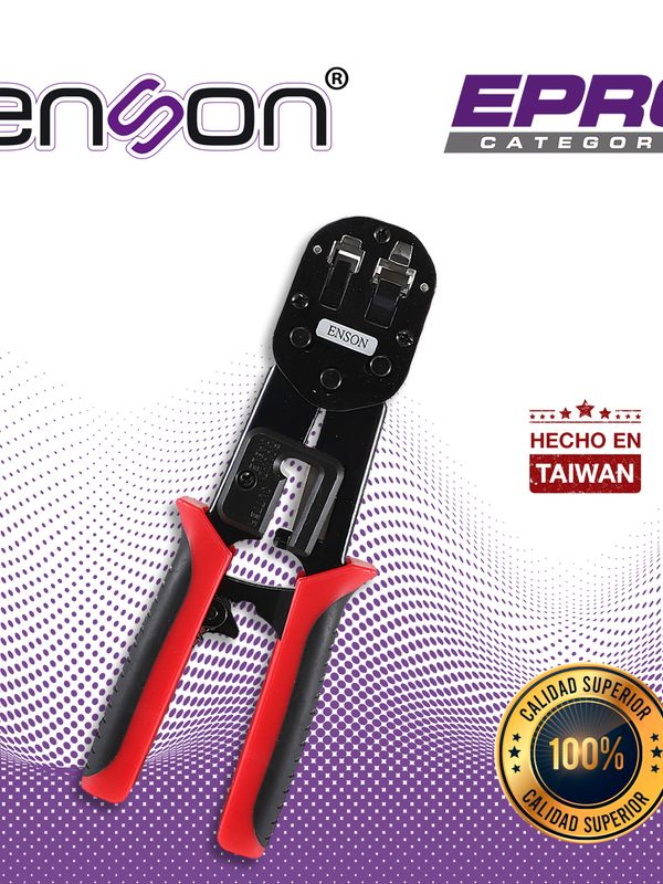 Pinza Ponchadora Enson Epro-plugtool Serie Epro, Diseñada Para El Ponchado Con Plug Facil Ponchado Serie Epro, Poncha Plugs Rj45 Y Rj11, Cuenta Con Guillotina Que Corta El Exceso De Cable Utp, Lo Cual Agiliza Y Ahorra Tiempo En Proyectos