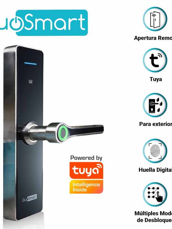 Cerradura Biometrica Wifi 2.4 Ghz Duosmart F30 Para Exteriores. Acepta Tarjetas Mf, Huella Digital, Contraseña Y Llave; Con Puerto De Alimentacion De Emergencia Usb Tipo C; Es Compatible Con La Aplicacion Duosmart