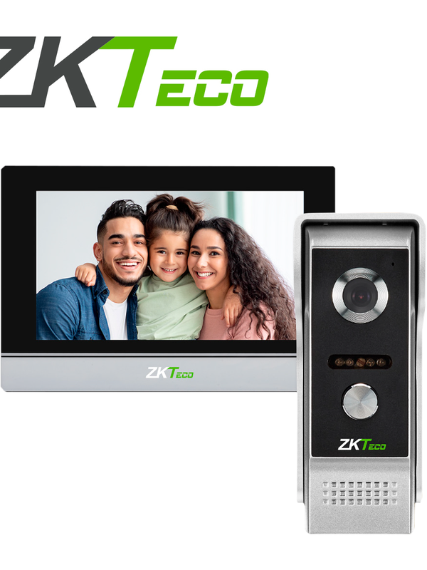 Videoportero Hibrido Zkteco Modelo Vk07-c51 Conformado Por Una Pantalla Para Interior De 7 Pulgadas  Y Un Frente De Calle Para Exterior Grado De Proteccion Ip65 Con Camara De 2mp / Conexion Analogica  Entre  Pantalla Y Frente De Calle A 4 Hilos /  Permite Contestar O Abrir Una Chapa / Pantalla Con Comunicacion Wifi  Compatible Con App Zsmart