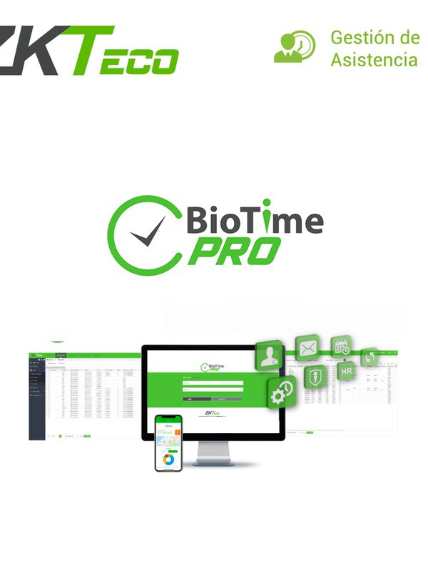 Licencia Biotime Pro Zkbtpro-p10 Lite Zkteco Para 10 Equipos De Asistencia Con Tecnologia Adms G1 G3 Horus Series Y Con Speedface Y Proface Series Al Realizar Cambio De Modo De Trabajo / 1,000 Empleados / 1 App Licencia Permanente
