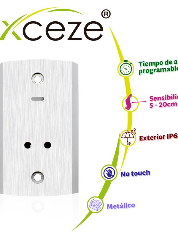 Boton De Perticion De Salida Ax-b140 Formato Vertical Cubierta Metalica Grado De Proteccion Ip68 Soporta Exterior Tiene Led Indicador De Estado Se Puden Ajustar La Distancia De Activacion Y El Retardo Para Abrir La Puerta
