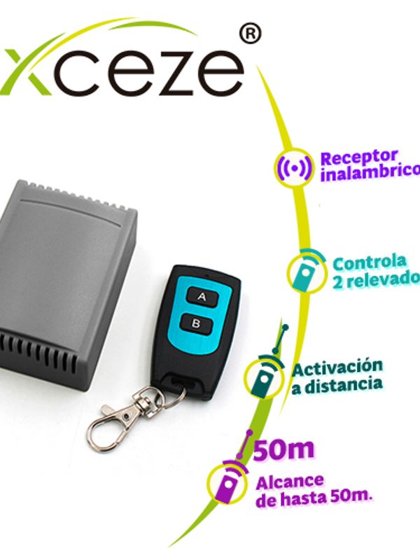 Receptor Inalambrico Con Control Remoto De 2 Botones Axceze Ax-rec20