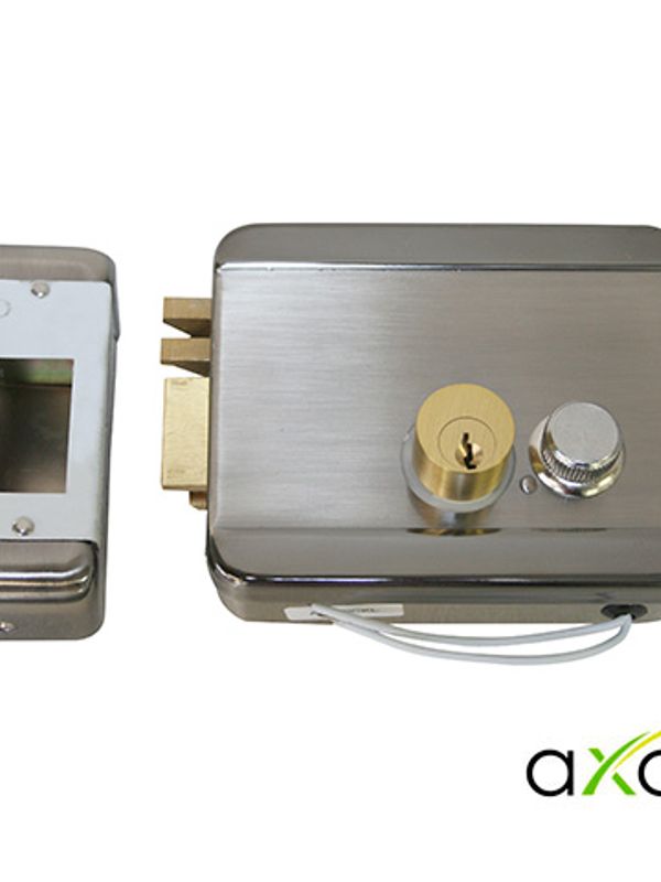 Cerradura Electromecanica Axceze Ax-lockl  Orientacion Izquierda Instalacion  Sobre Poner  Apertura Interna Por Boton Fabricada En Acero
