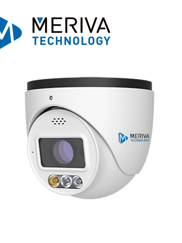 Camara Ip Turret Meriva Technology Mtd-pam400d / 4mp / H.265+ / 2.8mm / Iluminacion Dual (30 - 40m Ir / Luz Calida) / Ip66 / Metalica / 12 Vcd / Poe / Soporta Micro Sd Hasta 256 Gb (no Incluida) / 1 Entrada + 1 Salida De Audio / Microfono + Speaker Integrado / Mia 2.0 / Onvif / Inteligencia Artificial Intrusion - Cruce De Linea