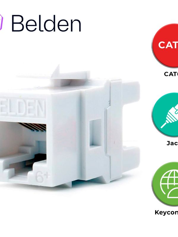 Conector Modular Jack Cat6+ Rj45 Belden Ax101320 / Keyconnect / Interior / Blanco / Pieza