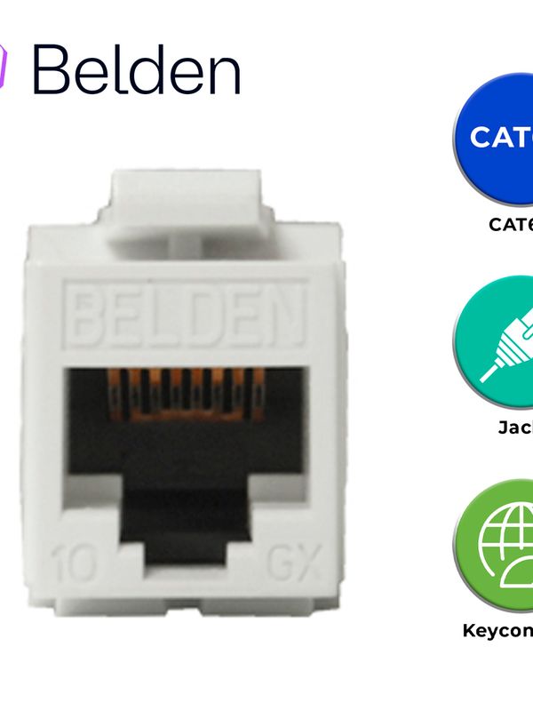 Conector Modular Jack Cat6a Rj45 Belden Ax102282 / Keyconnect / Interior / Blanco / Pieza