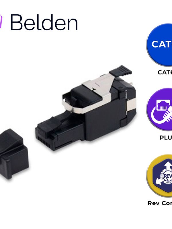 Plug Rj45 Utp Revconnect Cat6a Belden Rvafpubk-s1 / Negro
