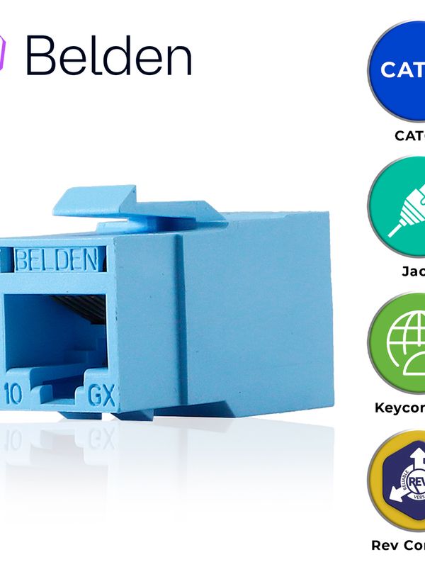 Conector Modular Jack Rj45 Cat6a Belden Rvamjkutb-s1 / Revconnect / Interior / Azul Claro / Pieza